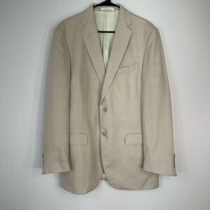 Lauren Ralph Lauren 100% Linen Cream Blazer Men’s 42L Two Buttons Pockets